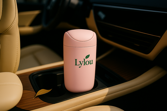 Poubelle de Voiture Lylou – Élégance Rose Pastel | Compacte, Écoresponsable & Chic